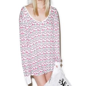WILDFOX REINDEER 'SNOWED-IN' SLEEP SHIRT NWOT